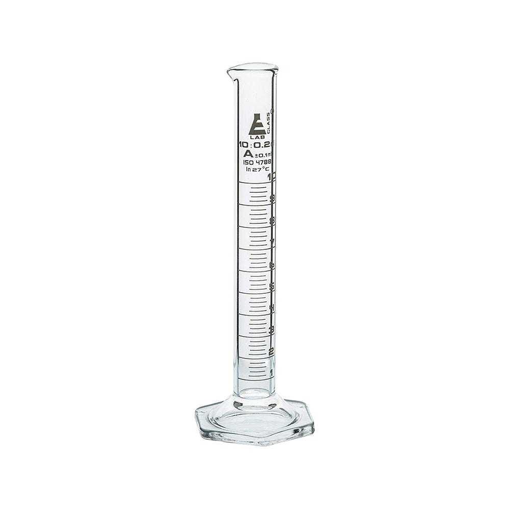 Measuring Cylinder, NABL Certified, Hexagonal Base, Class-A, 10 ml, Highest Accuracy with Calibration Certificate