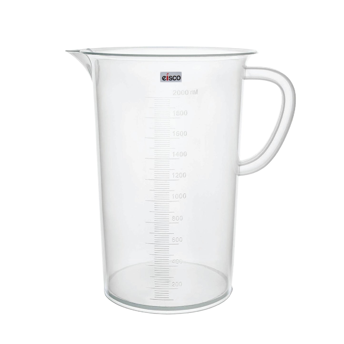 EISCO - Beaker with Handle and Spout, 2000 ml, made of Polypropylene, High Quality, Excellent Clarity, Autoclavable, Good Chemical Resistance, 20 ml Graduations