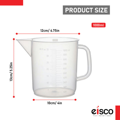 Beaker with Handle and Spout, 1000 ml, Euro Design, Polypropylene, Graduated, Short Form, Autoclavable