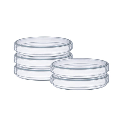 Labglass by EISCO - Premium Petri Dish, Heavy Borosilicate Glass 3.3, Can Withstand Wet or Dry Repeated Sterilisation, Beaded Edges for Strength (90 X 15 mm, Pack of 5)
