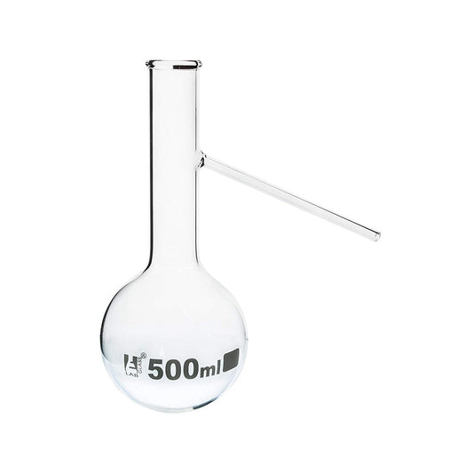 Distilling Flask with Side Arm, 500 ml, Made of Borosilicate Glass 3.3, Pack of 2