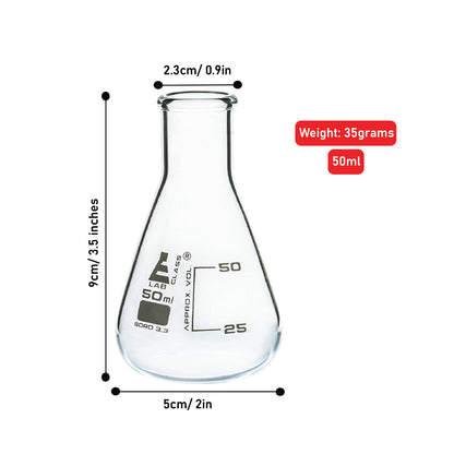 Shot Flasks (Glasses), 50 ml, Borosilicate Glass 3.3, High Clarity, A New Trend in Shot Glasses, Export Quality, Erlenmeyer Flasks