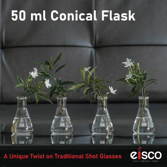 Shot Flasks (Glasses), 50 ml, Borosilicate Glass 3.3, High Clarity, A New Trend in Shot Glasses, Export Quality, Erlenmeyer Flasks