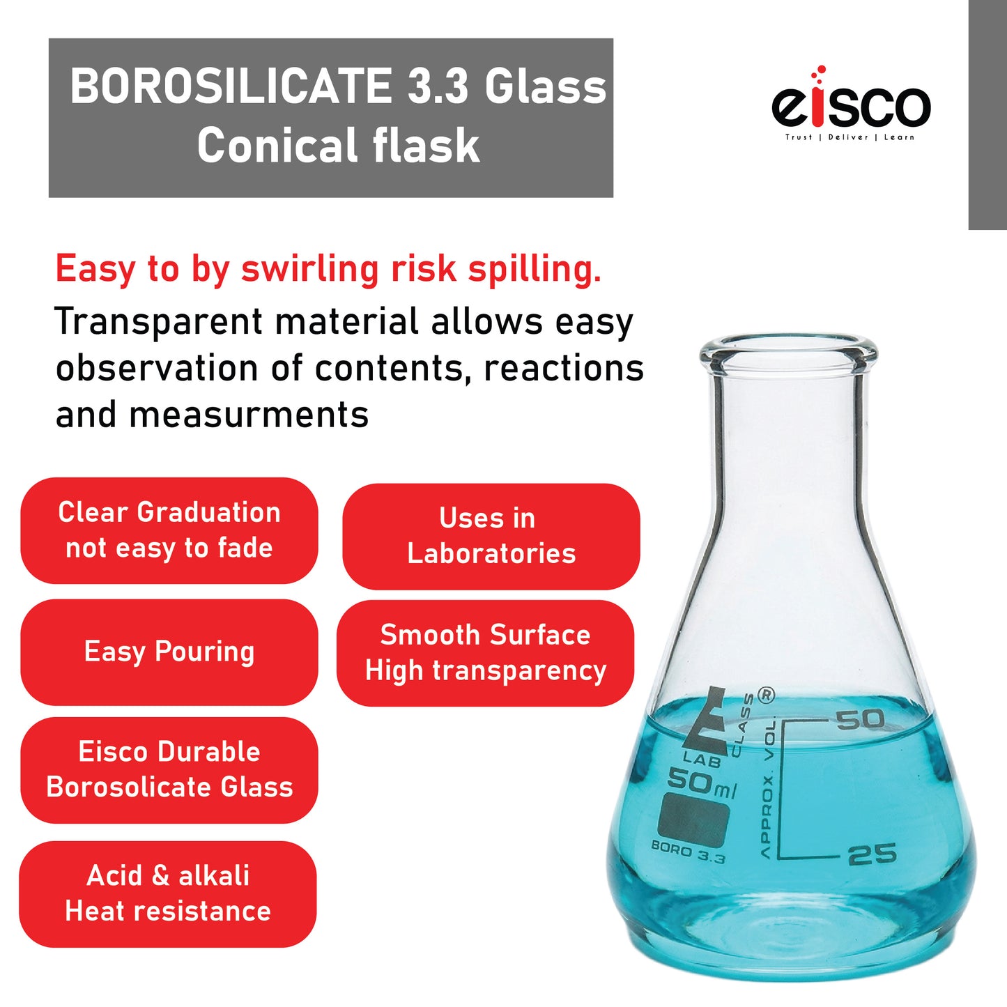 Shot Flasks (Glasses), 50 ml, Borosilicate Glass 3.3, High Clarity, A New Trend in Shot Glasses, Export Quality, Erlenmeyer Flasks