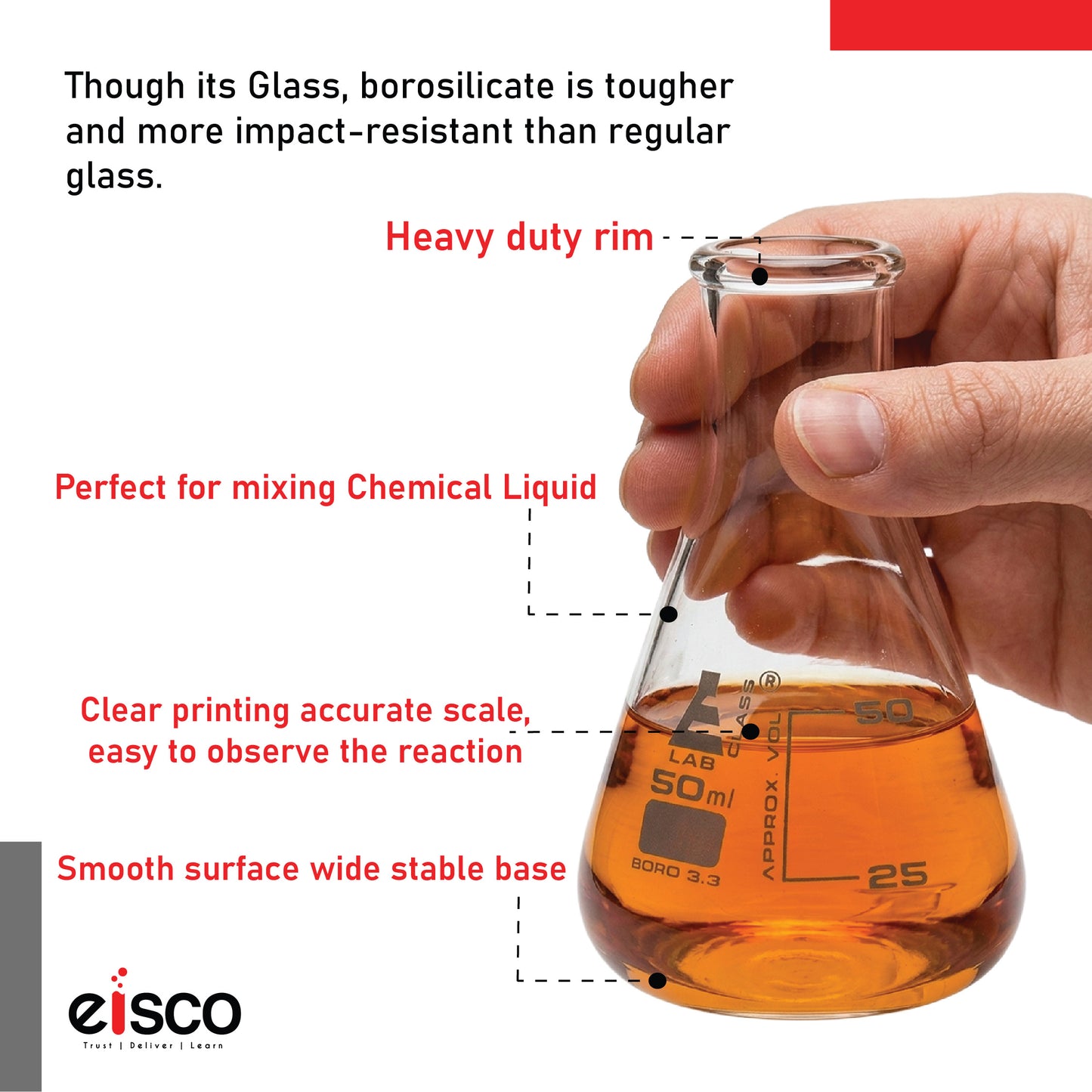 Shot Flasks (Glasses), 50 ml, Borosilicate Glass 3.3, High Clarity, A New Trend in Shot Glasses, Export Quality, Erlenmeyer Flasks