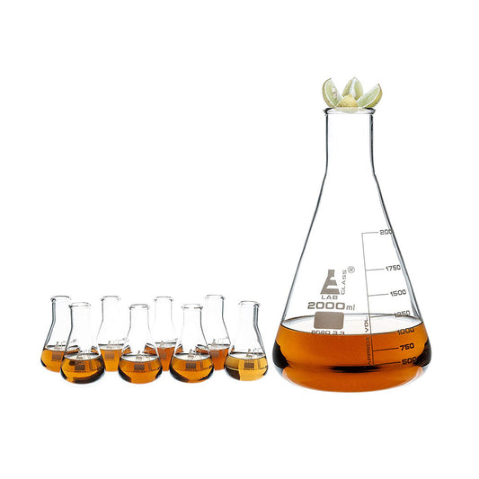 Shot Flasks (Glasses), 50 ml, Borosilicate Glass 3.3, High Clarity, A New Trend in Shot Glasses, Export Quality, Erlenmeyer Flasks