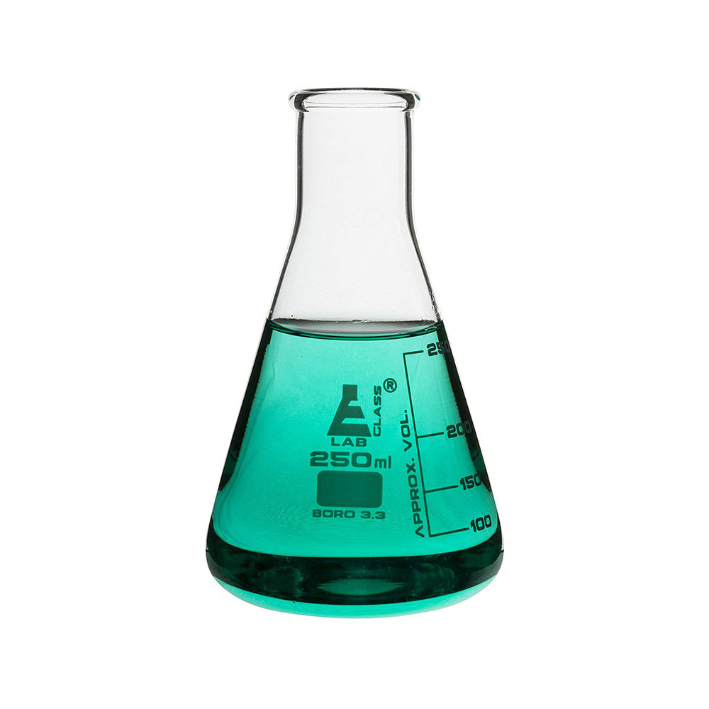 250 ml Conical Flask, Erlenmeyer, Narrow Neck, Made of Borosilicate Glass 3.3