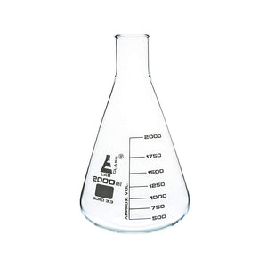 2000 ml Conical Flask, Erlenmeyer, Narrow Neck, 3.3 Borosilicate Glass
