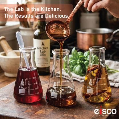 250 ml Conical Flask, Erlenmeyer, Wide Neck, 3.3 Borosilicate Glass, Pack of 12