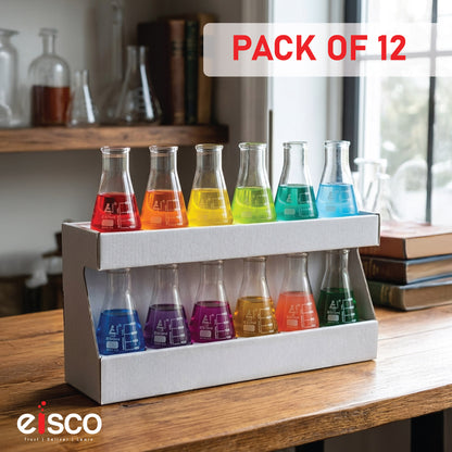 250 ml Conical Flask, Erlenmeyer, Wide Neck, 3.3 Borosilicate Glass, Pack of 12