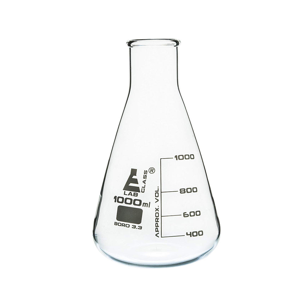 1000 ml Conical Flask, Erlenmeyer, Wide Neck, 3.3 Borosilicate Glass, Pack of 6