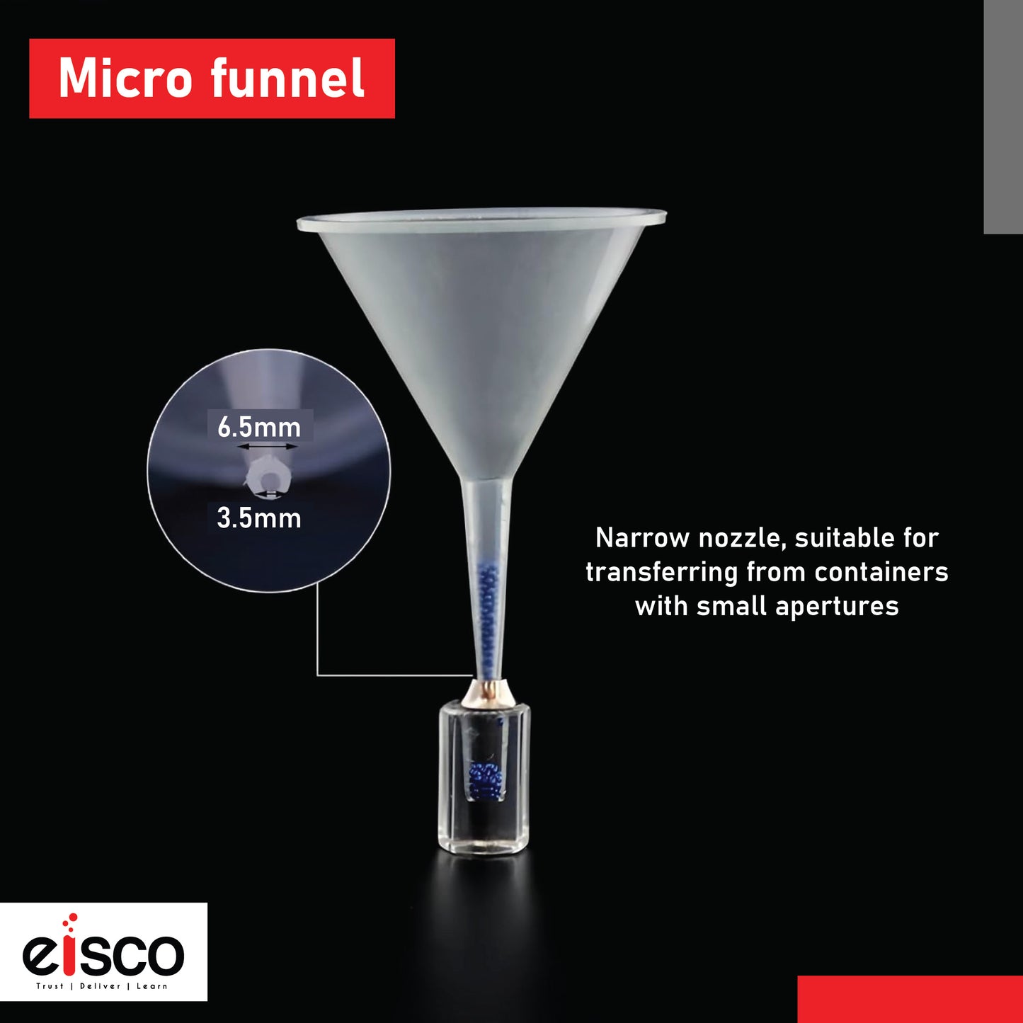 EISCO Plastic Filter Funnel – 62mm Diameter, 62mm Stem, Polyethylene (Pack of 10) Lab Filtration Funnel for Chemistry, Science Experiments, Liquid Transfer, Oil, Acids, Solvents, Industrial & Home Use
