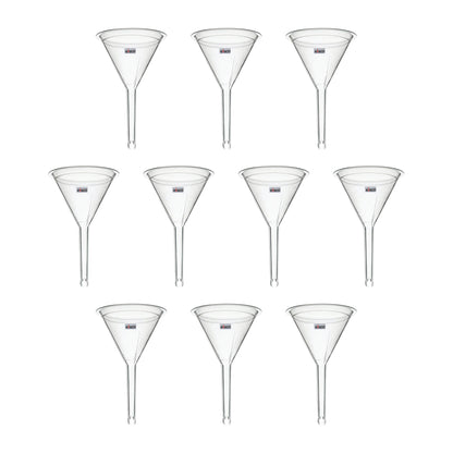 EISCO Plastic Filter Funnel – 75mm Diameter, 76mm Stem, Polyethylene (Pack of 10) Chemical-Resistant Lab Funnel for Filtration, Laboratory, Scientific Research, Oil, Acids, Solvents, Water, Home & Industrial Use