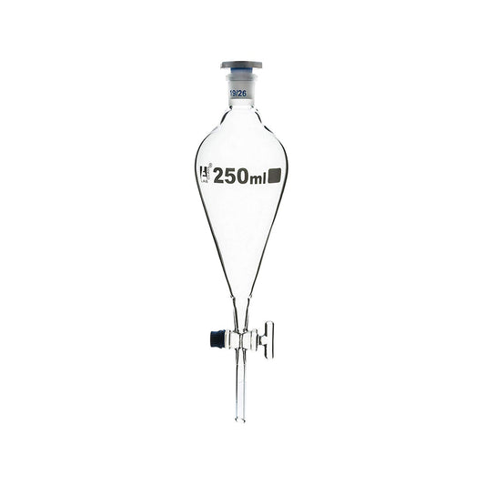 Separating Funnel - Squibb - 250 ml with Glass Stopcock, Made of Borosilicate Glass 3.3, Laboratory Grade Funnel, Pack of 2