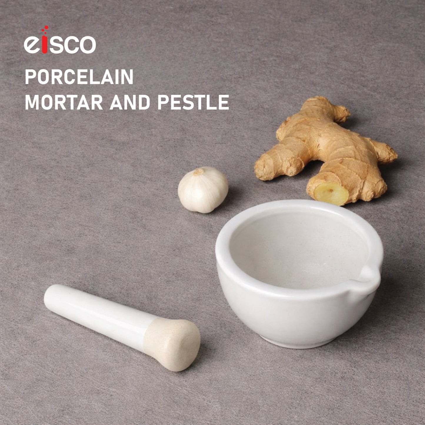 Mortar and Pestle, Porcelain, lab quality 4" Diameter, 150 ml capacity - grinding surface textured and unglazed, with spout for Spices, medicines, pills, seeds