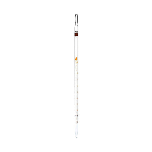 10 ml Pipette With Amber Graduations, Made of High Quality Soda Lime Glass, Excellent Visibilty, Tolerance ±0.050 ml, Color Code - Orange, Class - AS