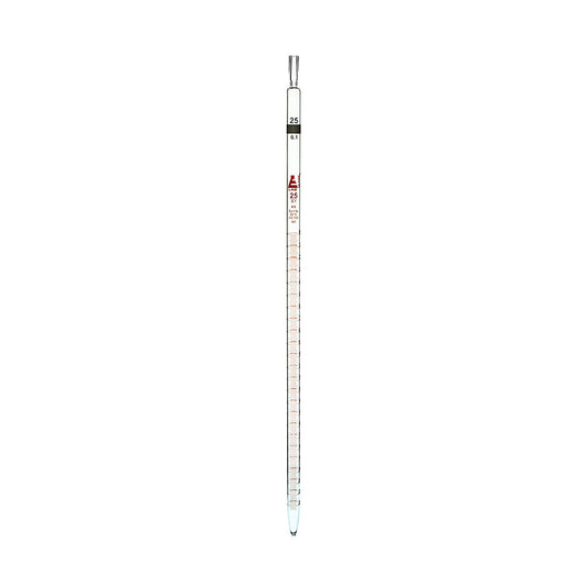 25 ml Pipette With Amber Graduations, Made of High Quality Soda Lime Glass, Excellent Visibilty, Tolerance ±0.100 ml, Color Code - White, Class - AS