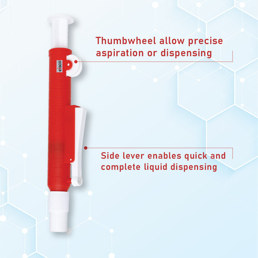 EISCO Pipette Pump 25ml – Fast & Precise Liquid Dispensing, Quick Release Pipetting, Thumb Wheel Control, Ideal for Chemistry, Biology, Science Lab, School Experiments, Medical & Research Use