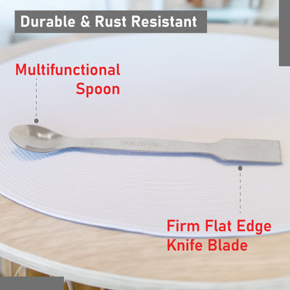 Eisco Stainless Steel Lab Spatula – 15cm, Dual-End Spoon & Flat Blade, Multipurpose Tool for Science Labs, Kitchen, Powder Mixing, Art, Resin, Crafting & Epoxy Work (Pack of 5)