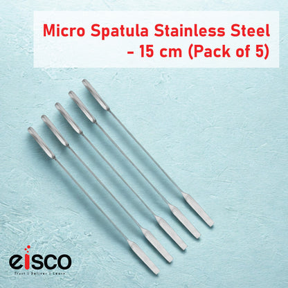 EISCO Set of 5 Micro Spatula – Stainless Steel, Double-Ended Scoop & Flat End, 15cm, Precision Lab Tool for Chemistry, Science Experiments, Powders, Epoxy, DIY Crafts, Jewelry Making & Sample Handling