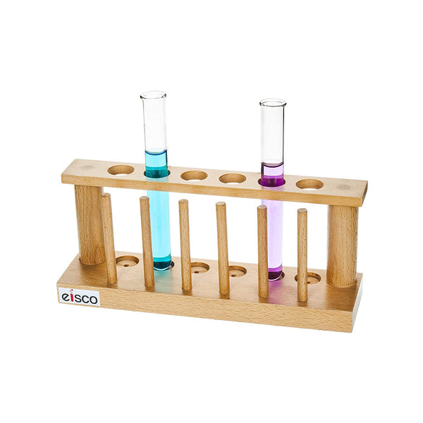 Premium Test Tube Rack With Drying Pins, 6 Test Tubes Included, Combo Pack, Made Of High Quality Wood, Polished, For 6 Tubes of Dia. Up To 19 mm, Durable