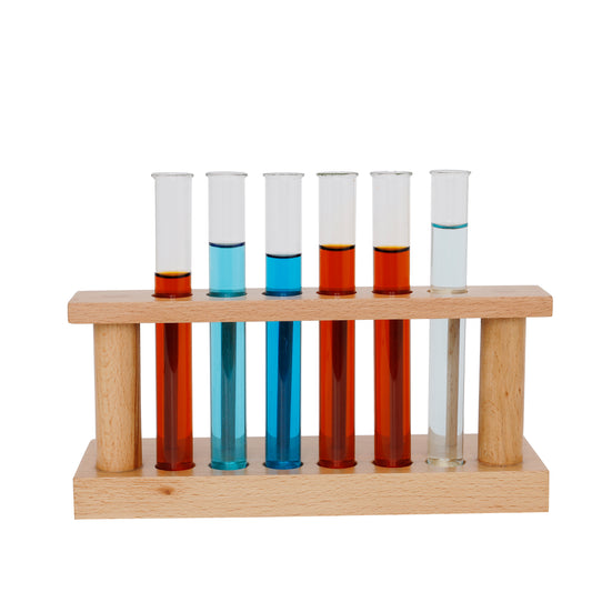 EISCO Premium Wooden Test Tube Rack with Drying Pins | Holds 6 Tubes (Up to 18mm Dia) | Includes 6 x 25ml Tubes | Polished & Durable Stand for Lab & Home Use | Combo Pack for Science Experiments