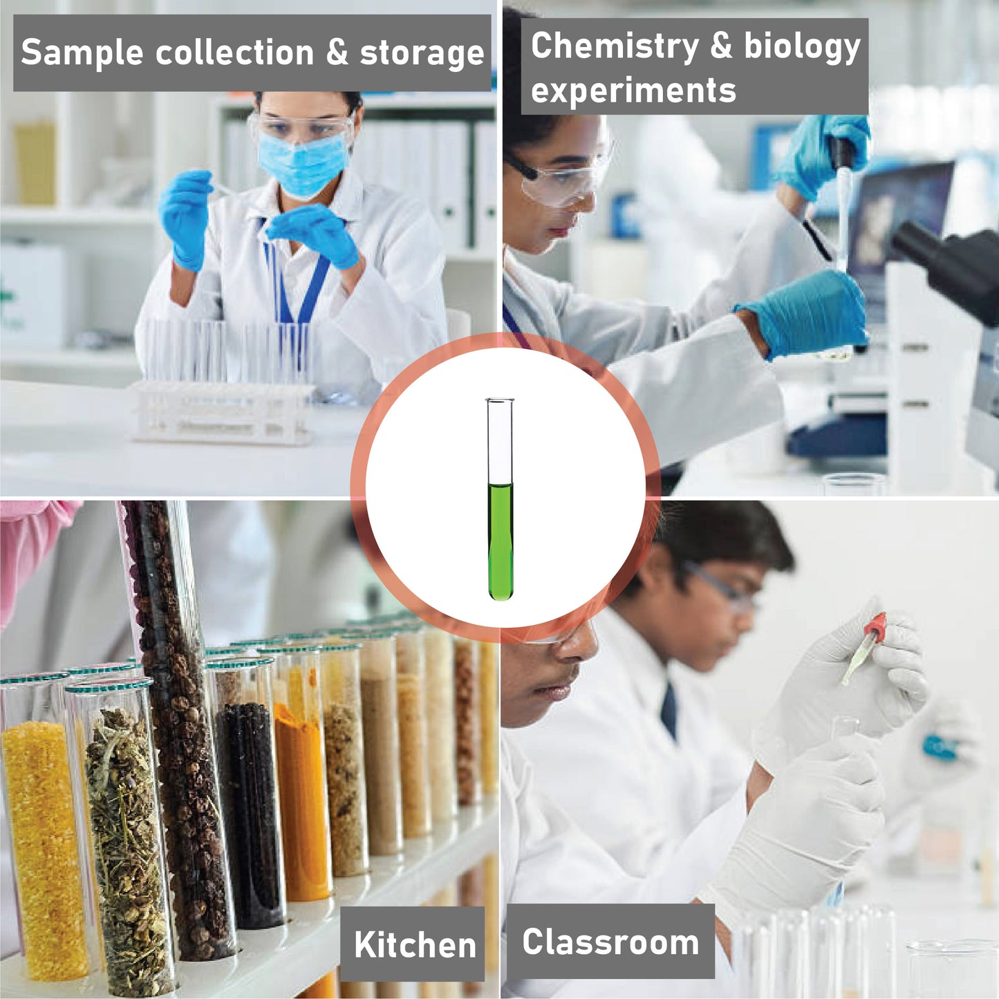 Test Tubes, Borosilicate Glass, Rimmed, Hand Made, Blown, Accurate Size and Consistent Wall Thickness, 150 x 20 mm, 30 ml Capacity Pack of 12