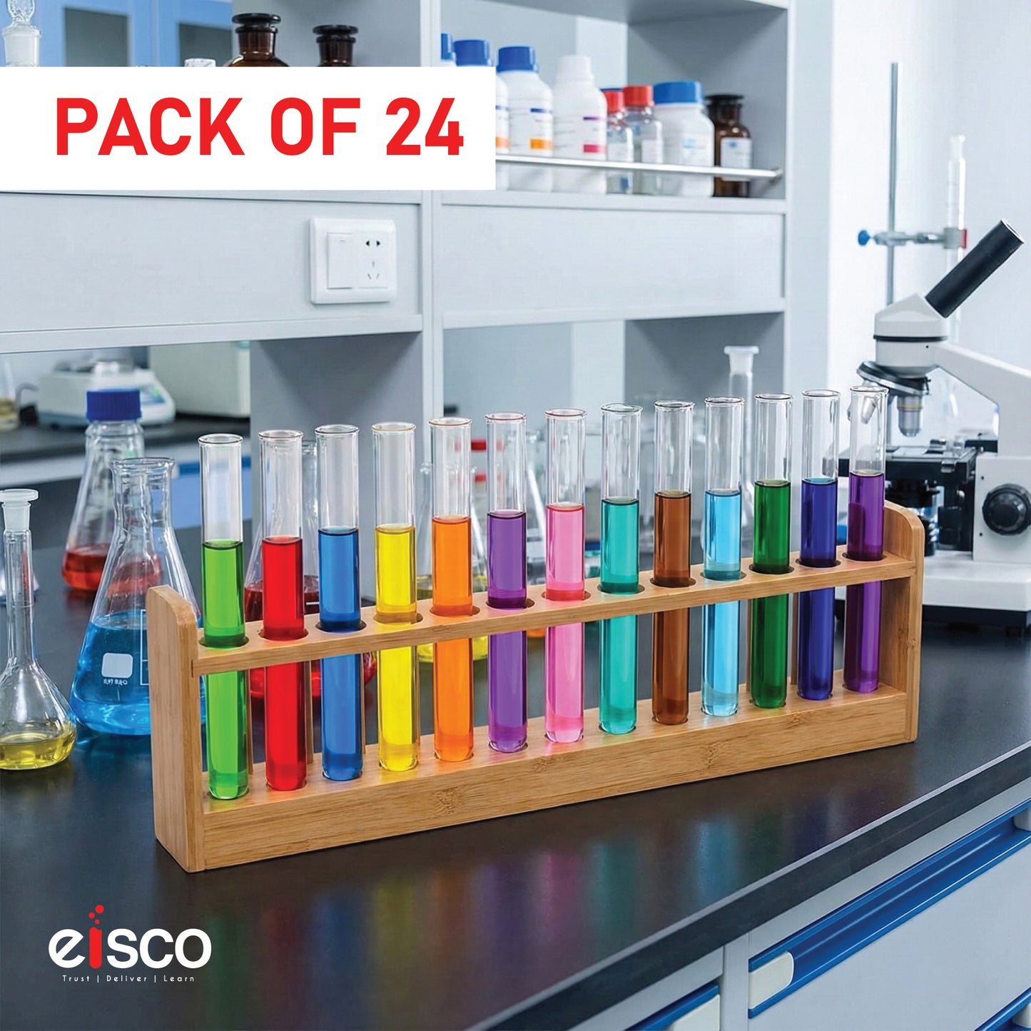 Test Tubes, Borosilicate Glass, Rimmed, Hand Made, Blown, Accurate Size and Consistent Wall Thickness, 150 x 20 mm, 30 ml Capacity Pack of 24