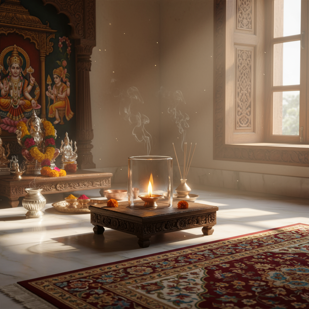 LABZIO Glass Cover for Akhand Diyas, Covering Glass Chimney- Akhand Jyoti Wind Protector, Tealight & Led tealights