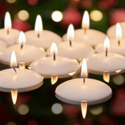 Labzio Decor Pack of 24 Floating Candles | Floating Nuggets | Floating Tealight Candles | Water Candles | Floating Candles on Water Bowl | Best Candles for Home Decor, Office Decor, Birthday Party, Festival Decoration (White Colour)