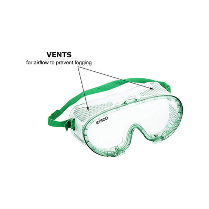 High Quality Safety Goggles, Chemical Resistant, With Anti-Fogging Vents, Universal Fitting Over Prescription Glasses, Meets Safety Standards