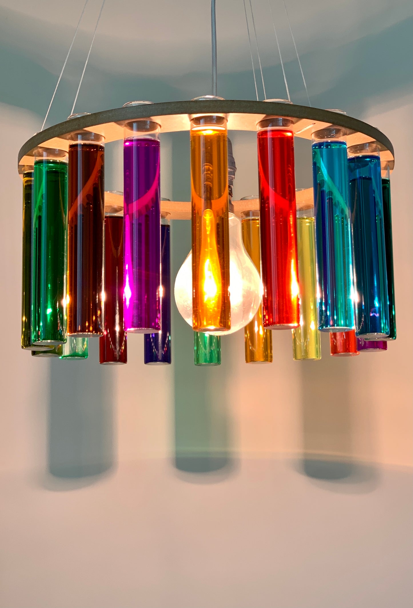 Labzio Home - Flower vase Hanging round wooden and glass for Home Decor