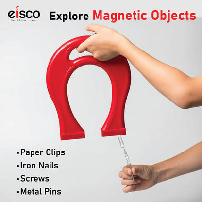 Labzio - Kids Giant Horseshoe Magnet, Learning While Playing Magnet, Ideal for Birthday Gifts or Return Gifts, Plastic Coated, with North & South Pole Markings, in Maroon Colour