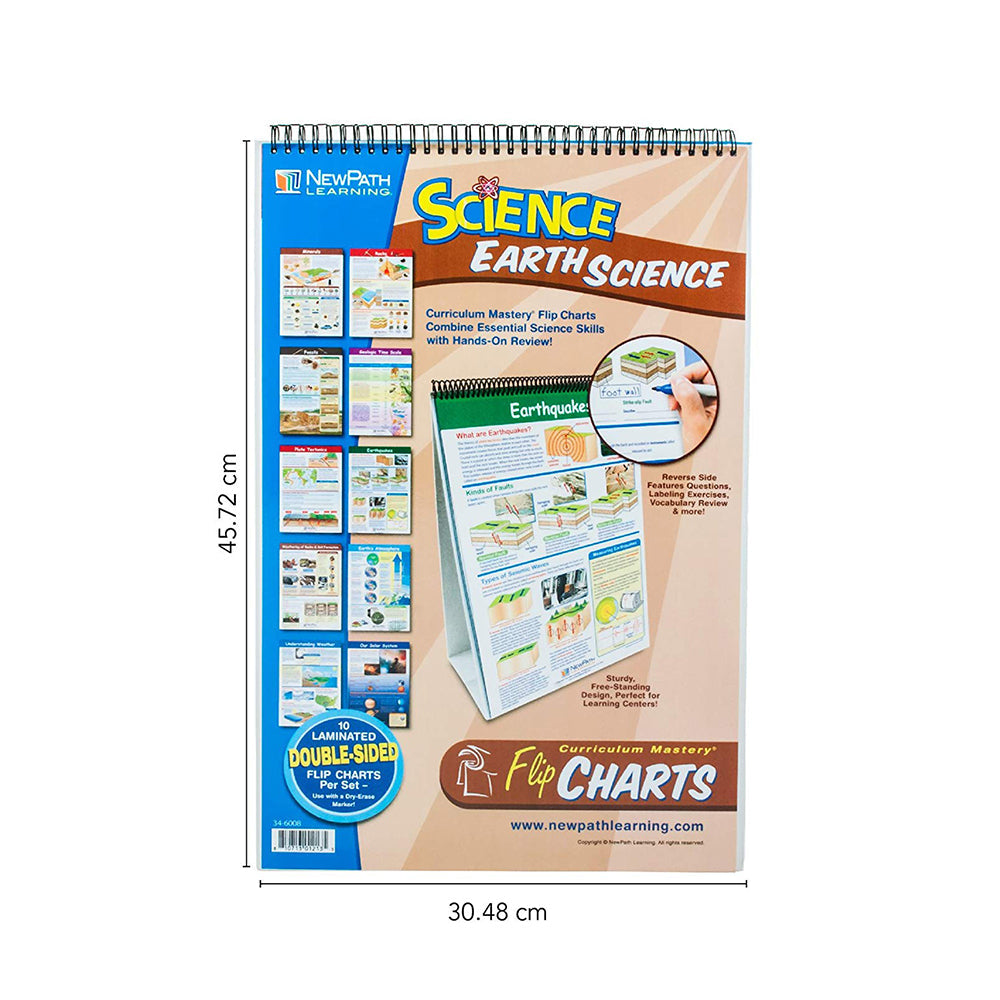 Earth Science Educational Flip Charts, Laminated Double Sided Charts With Write-on & Wipe-Off Activity Charts, 10 Charts of Size 12" x 18"