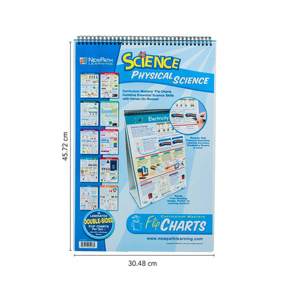 Physical Science Educational Flip Charts, Laminated Double Sided Charts With Write-on & Wipe-Off Activity Charts, 10 Charts of Size 12" x 18"