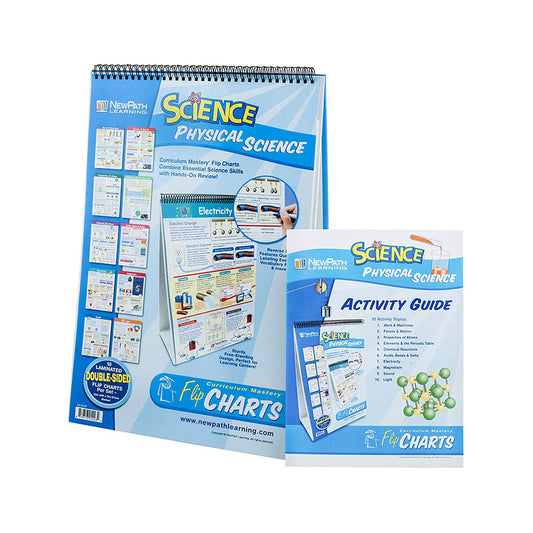 Physical Science Educational Flip Charts, Laminated Double Sided Charts With Write-on & Wipe-Off Activity Charts, 10 Charts of Size 12" x 18"