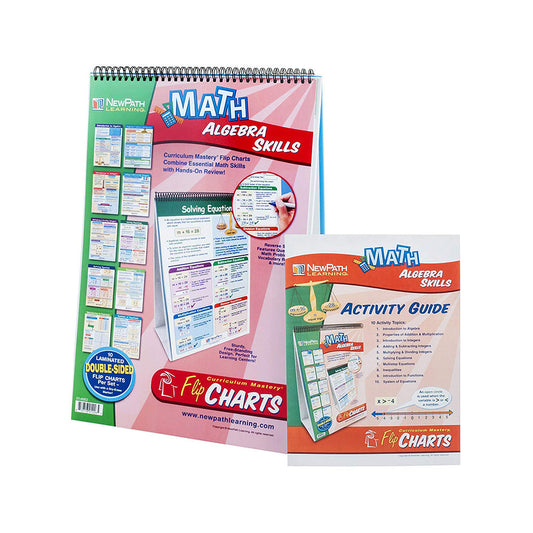 Algebra Skills Educational Flip Charts, Laminated Double Sided Charts With Write-on & Wipe-Off Activity Charts, 10 Charts of Size 12" x 18"