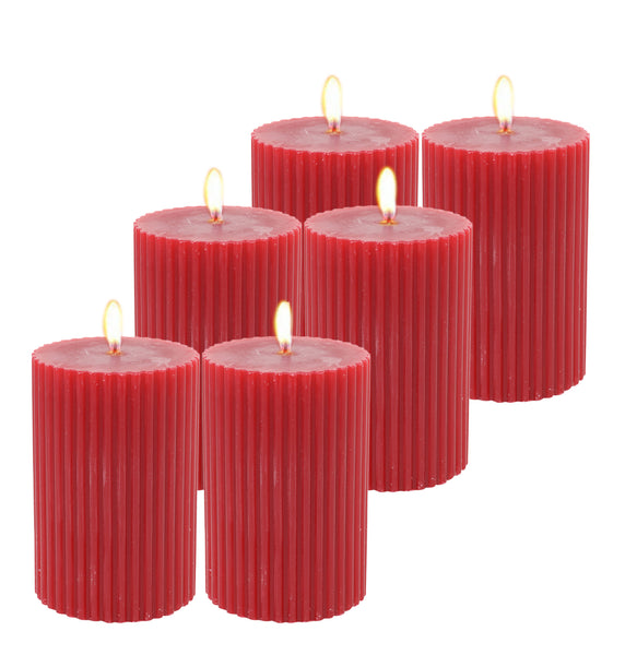 Pillar Candles for Valentine's, Birthdays, Anniversaries, and Special Gifts Set of 4,Long Clean Burning,Approx 72 Hours Burn Time,Wedding,Dinner,Christmas and Home Decor,Red