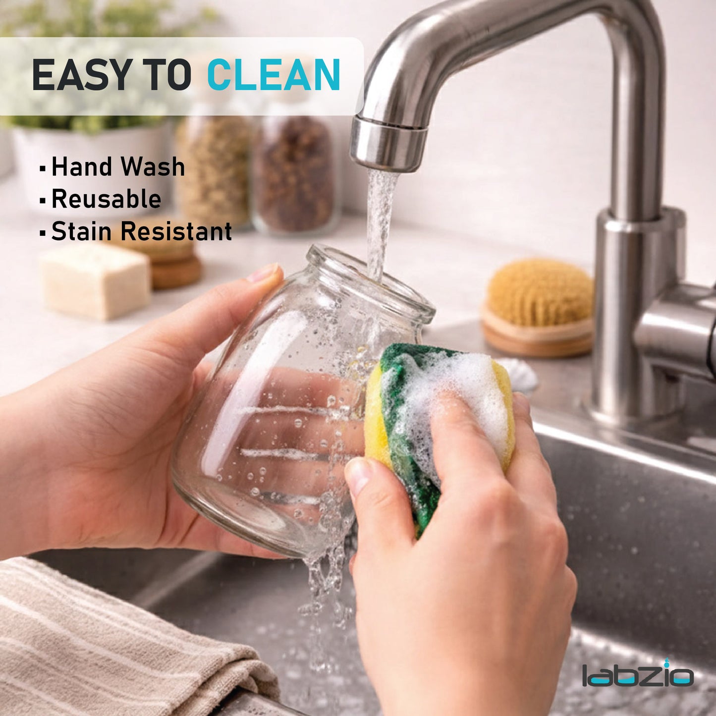 LABZIO Home - Borosilicate glass spice jars with cork stoppers, Ideal for DIY crafts, party favors, dry fruit gifting, chutneybottles, (Pack of 8) (110 ml each), Includes a funnel (80mm)