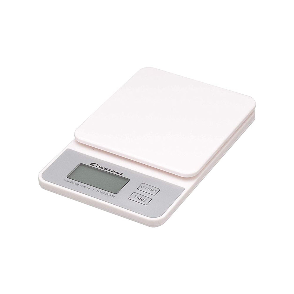 Constant By Labzio Digital Slim Kitchen/Food/Baking Weighing Scale, Precise Weight Scale Capacity 0.1g - 2Kgs ,Batteries Included (White)