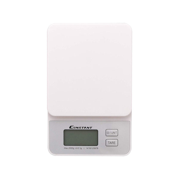 Constant By Labzio Digital Slim Kitchen/Food/Baking Weighing Scale, Precise Weight Scale Capacity 0.1g - 2Kgs ,Batteries Included (White)