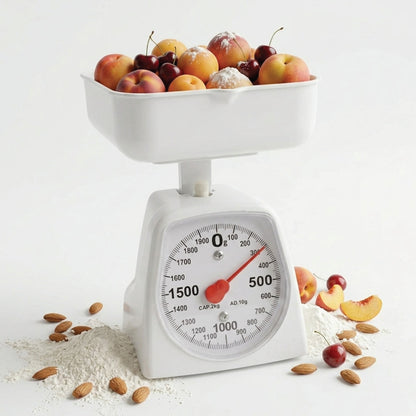 LABZIO Accurate Analog Weighing Scale 2Kg Capacity, 10g Graduation, for Kitchen, Laboratory, and Craft Use, Durable White Scale for Household, Lab, Crafting, Professional and Personal Use