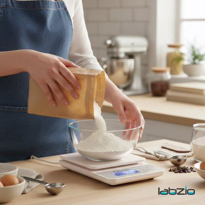 Labzio Home - Weight Machine for Kitchen, Kitchen Food Weighing Scale for Health, Fitness, Home Baking & Cooking with Bright LCD, Touch Button, Tare Function range 1g-5000g capacity