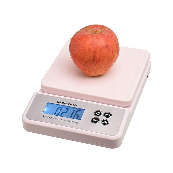 Constant by Labzio Premium Slim Digital Kitchen / Food / Baking Weighing Scale, Precise weight scale 1gm - 5Kgs capacity. (White)