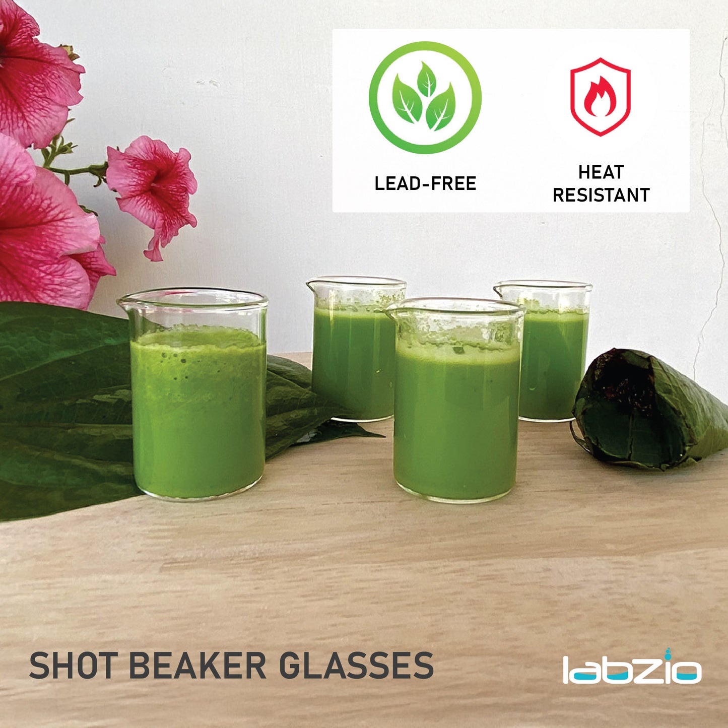 LABZIO- Shot Beaker Glasses for Desserts, paan Shots, Chocolate Shots, Alcoholic or Non Alcoholic Shot Drinks at Home,cafes and Restaurants, 25 ml, Pack of 8