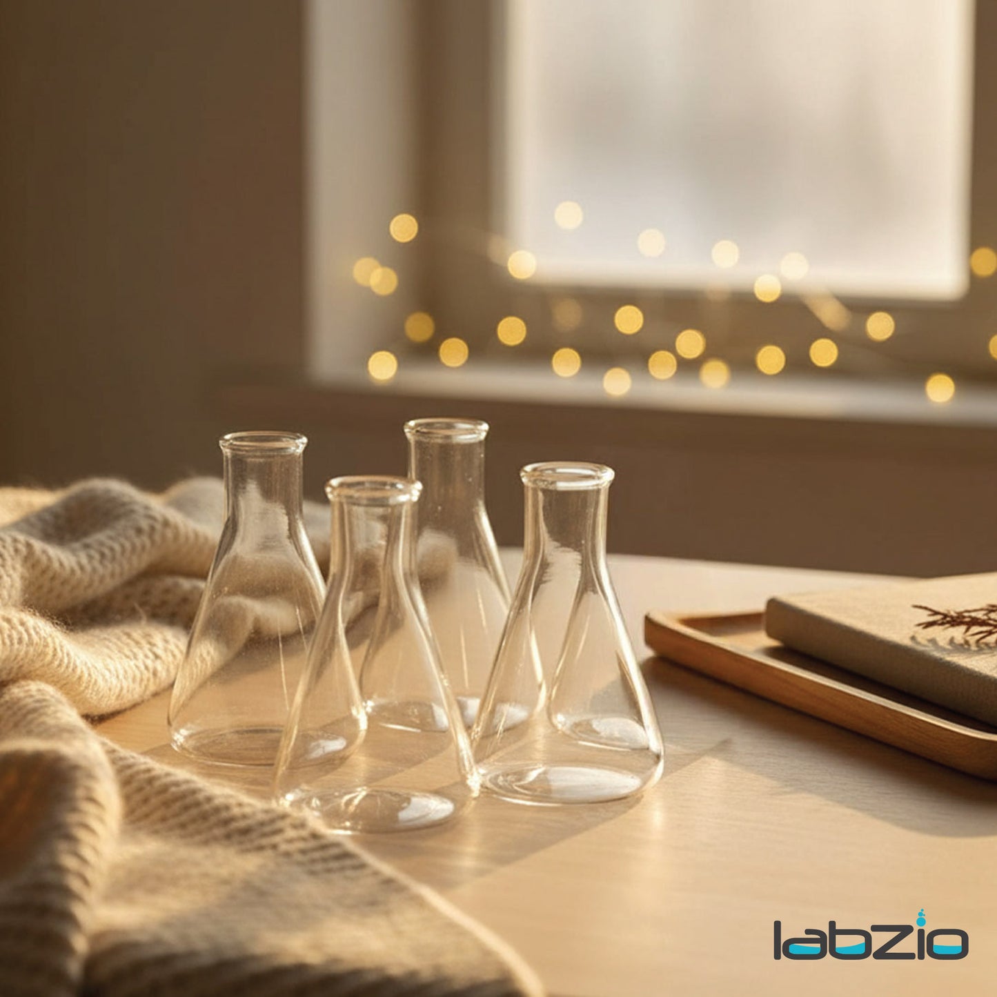 Labzio Home - Elegant Glass Flower vase/Shot flasks for Homes,Offices,cafes,etc, 50ml Each Pack of 4