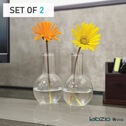 Labzio Home - Boiling Flask Glass Flower vase, Set of 2
