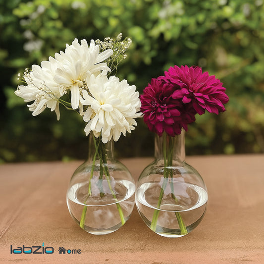 Labzio Home - Boiling Flask Glass Flower vase, Set of 2