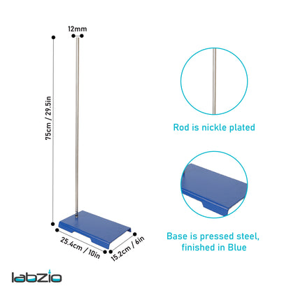 Retort / Burette support stand with rod of dia 12 mm, length 750 mm and base 10" X 6" (1)