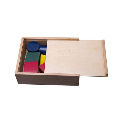 Wooden toy/puzzle for learning with sorting and stacking geometrical shapes and colours for children in a fun way.